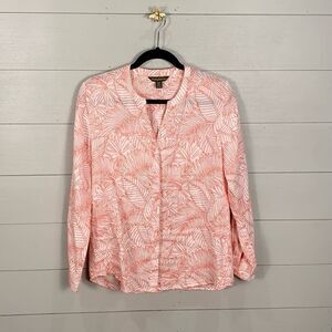 Tommy Bahama 100% linen white and pink floral button down spring/summer small